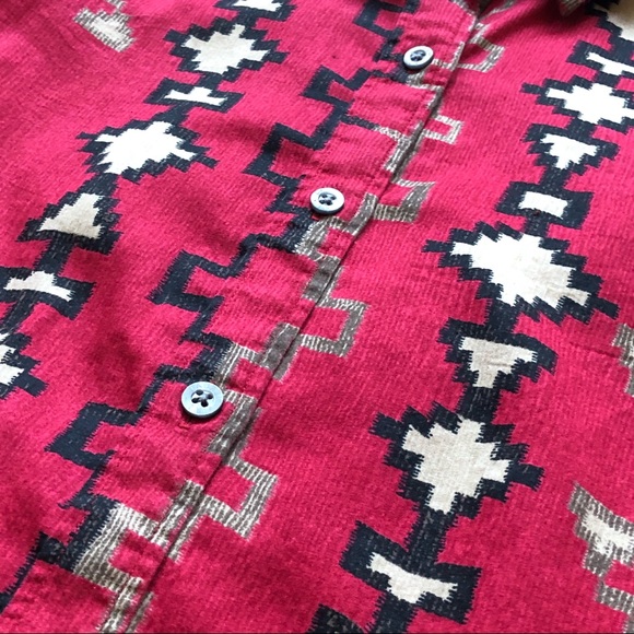LAUREN Ralph Lauren Petite Vintage Women’s Blouse Southwestern Red Pattern - Picture 4 of 6